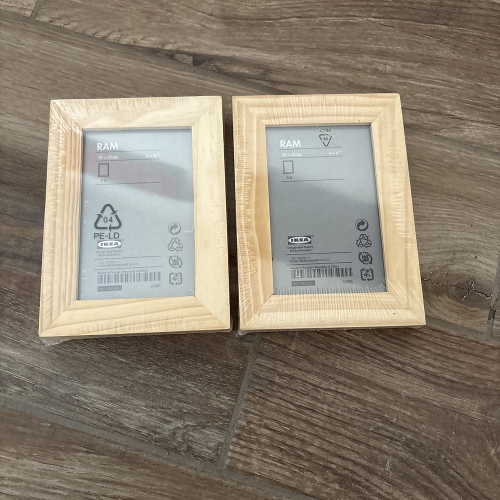 IKEA RAM Standard Wood Picture‎ Photo Frames 4" x 6" Ready to Stain Package Of 3